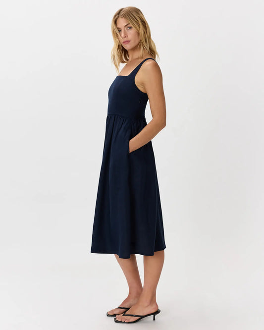 100% European Linen Fit & Flare Midi Dress - US 4145