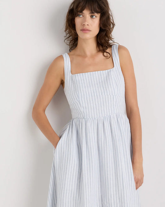 100% European Linen Fit & Flare Midi Dress - US 8911