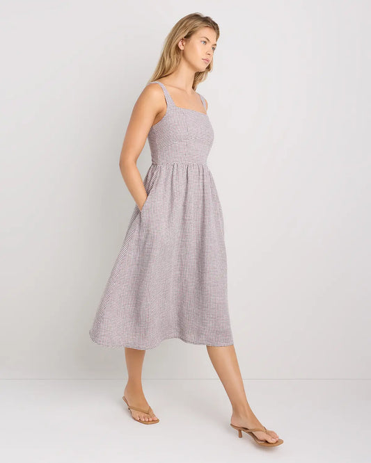 100% European Linen Fit & Flare Midi Dress - US 9813