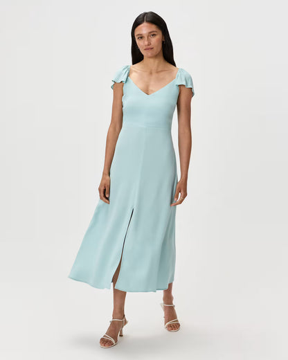 Lightweight Crepe Flutter Sleeve Midi Dress - US 6415