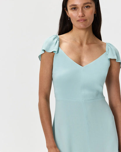 Lightweight Crepe Flutter Sleeve Midi Dress - US 6415