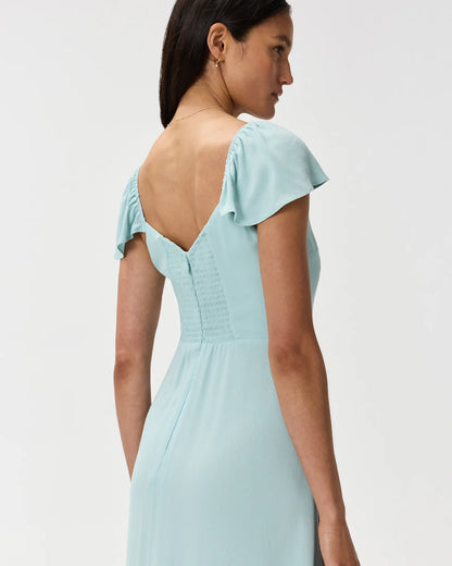 Lightweight Crepe Flutter Sleeve Midi Dress - US 6415