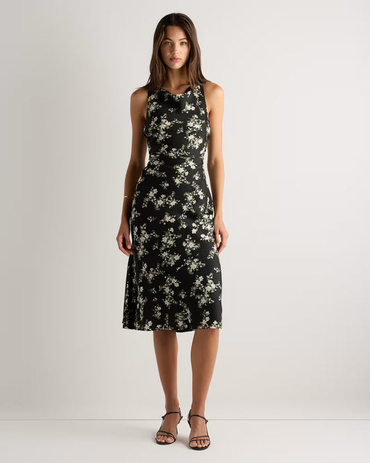 Washable Stretch Silk High Neck Midi Dress - US 8018