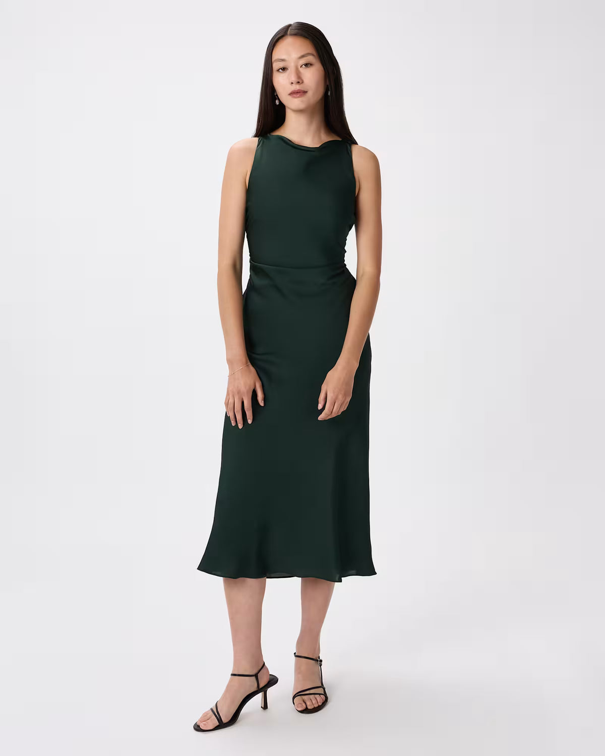 Washable Stretch Silk High Neck Midi Dress - US 1167