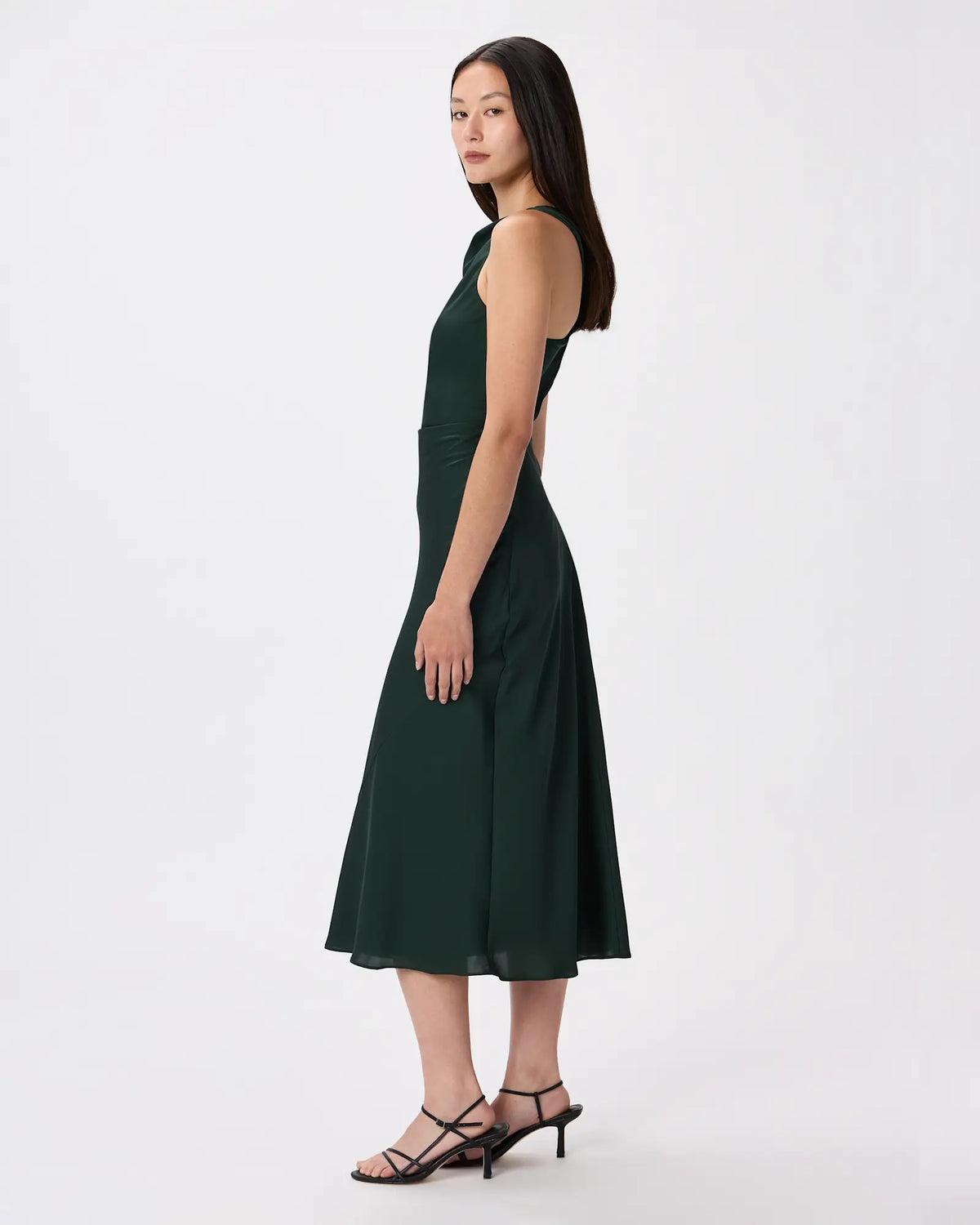 Washable Stretch Silk High Neck Midi Dress - US 1167