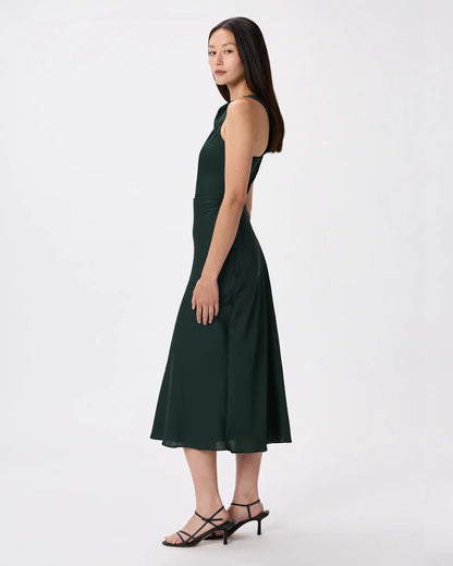 Washable Stretch Silk High Neck Midi Dress - US 1167