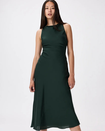 Washable Stretch Silk High Neck Midi Dress - US 1167
