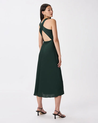 Washable Stretch Silk High Neck Midi Dress - US 1167