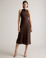 Washable Stretch Silk High Neck Midi Dress - US 3067