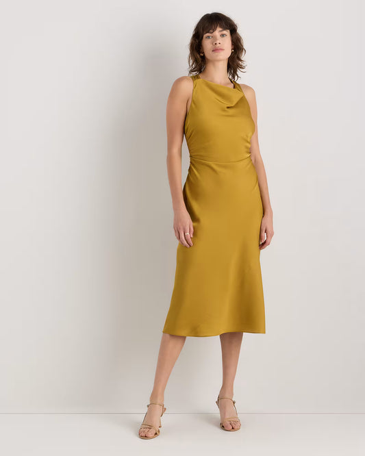 Washable Stretch Silk High Neck Midi Dress - US 6612