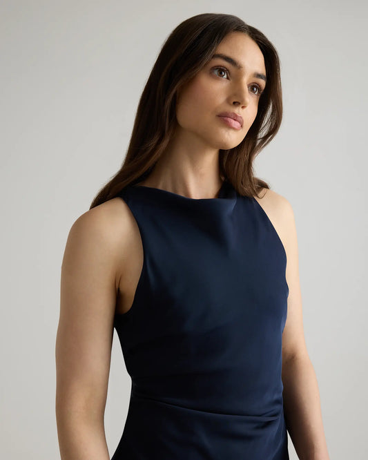 Washable Stretch Silk High Neck Midi Dress - US 8380