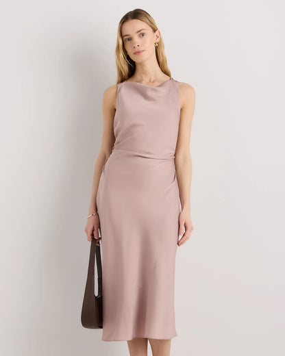 Washable Stretch Silk High Neck Midi Dress - US 9285