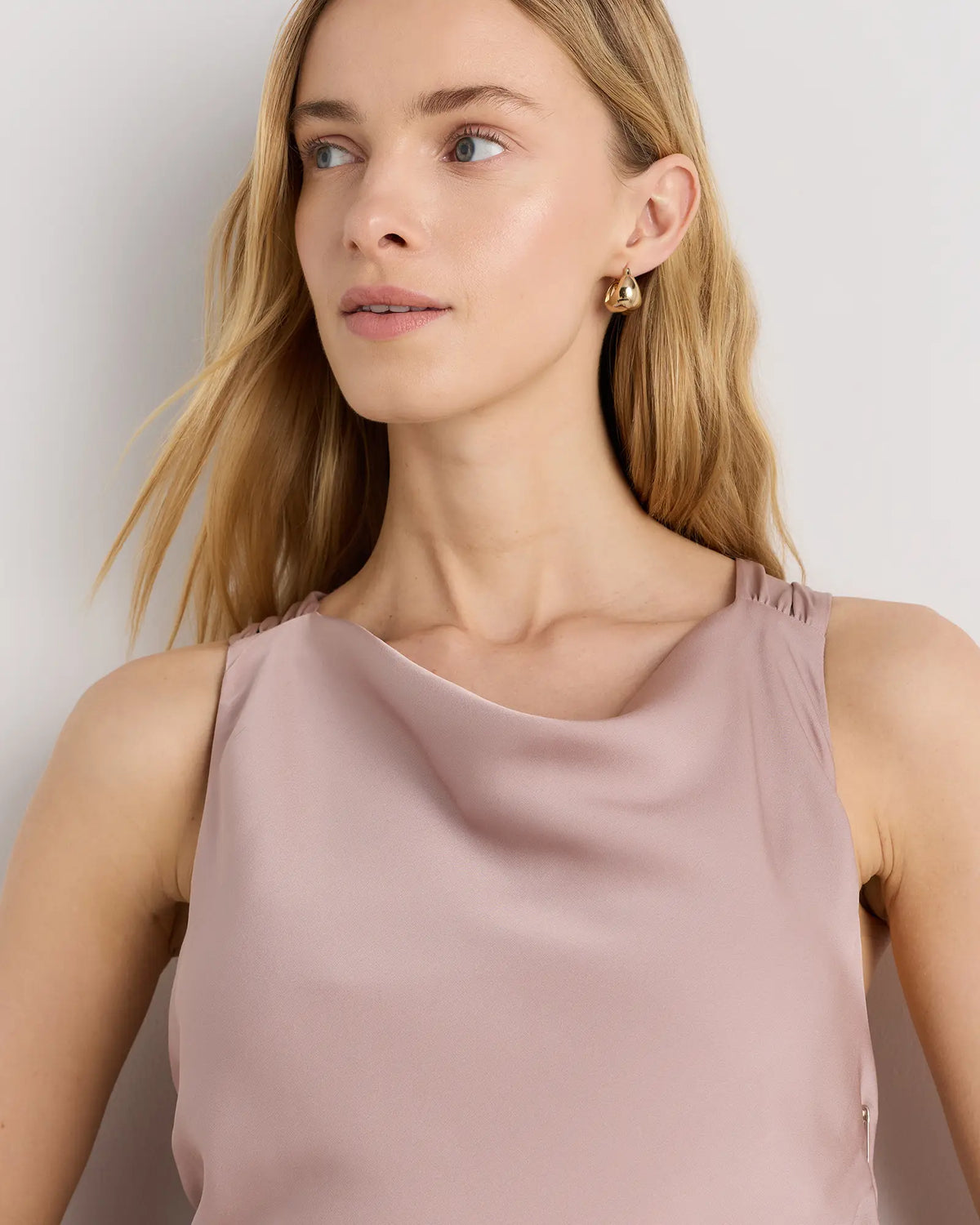 Washable Stretch Silk High Neck Midi Dress - US 9285
