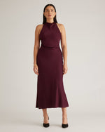 Washable Stretch Silk High Neck Midi Dress - US 1731