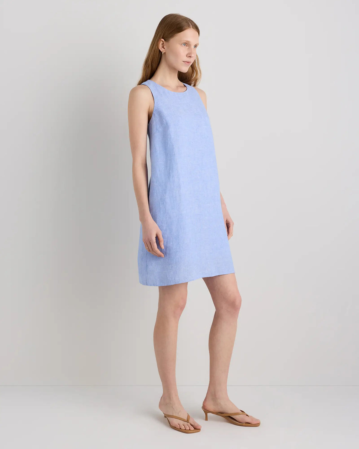 100% European Linen Tank Mini Dress - US 8088