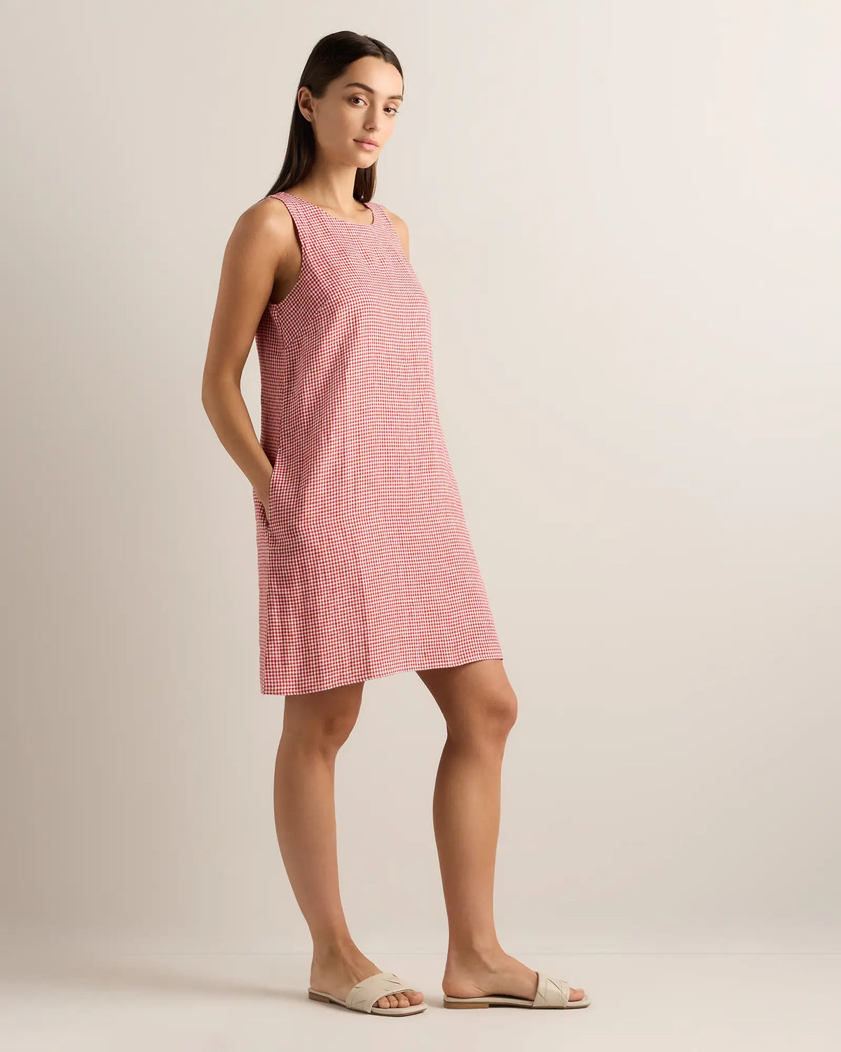 100% European Linen Tank Mini Dress - US 1130