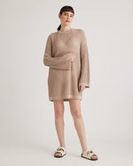 100% Organic Cotton Open-Knit Long Sleeve Cover-Up Mini Dress - US 7534