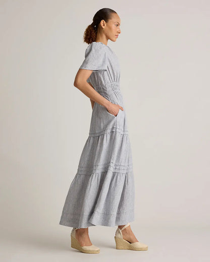 100% European Linen Tiered Maxi Dress - US 5819