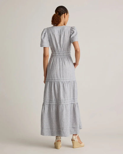 100% European Linen Tiered Maxi Dress - US 5819