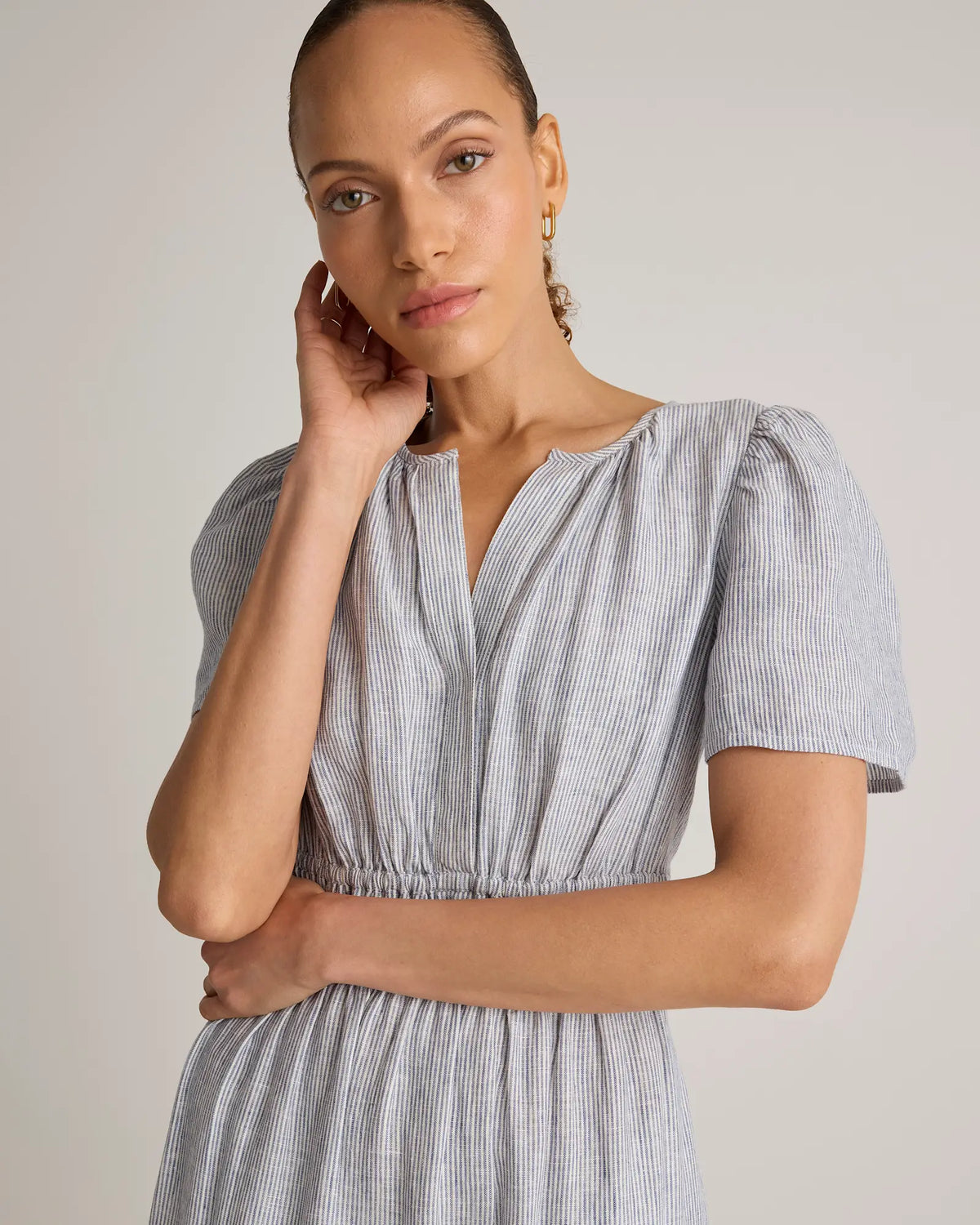 100% European Linen Tiered Maxi Dress - US 5819