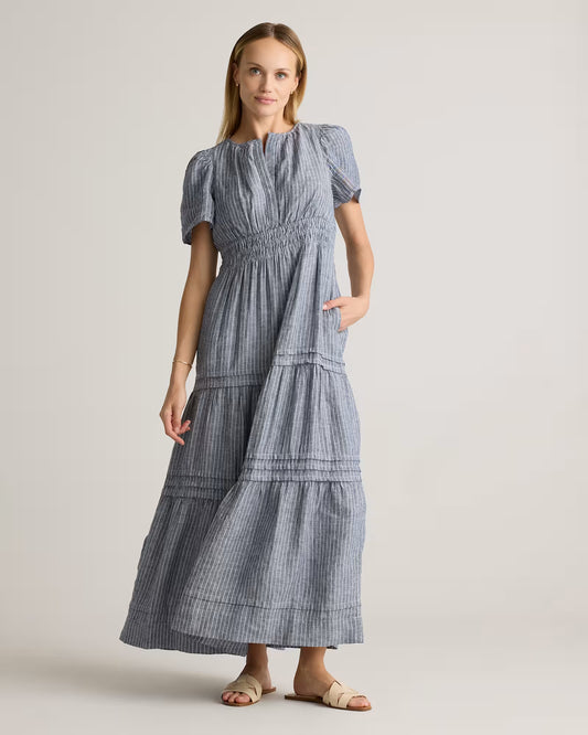 100% European Linen Tiered Maxi Dress - US 0074