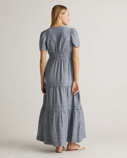 100% European Linen Tiered Maxi Dress - US 0074