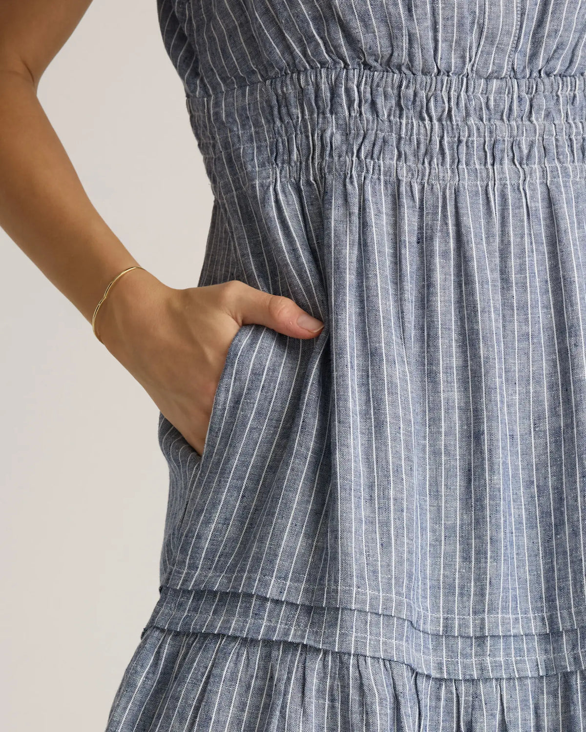 100% European Linen Tiered Maxi Dress - US 0074