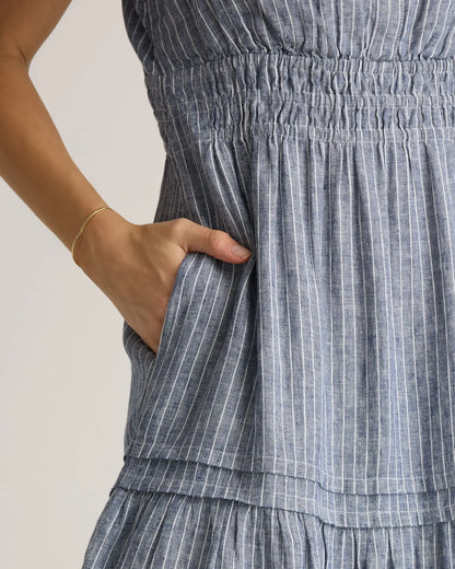 100% European Linen Tiered Maxi Dress - US 0074