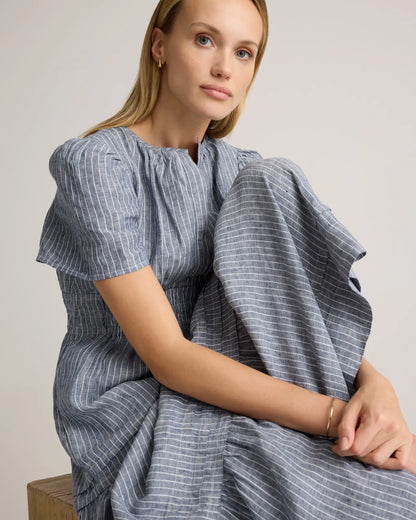 100% European Linen Tiered Maxi Dress - US 0074