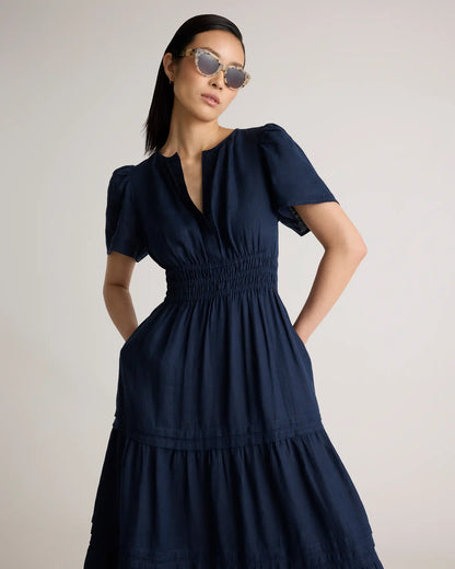 100% European Linen Tiered Maxi Dress - US 1531