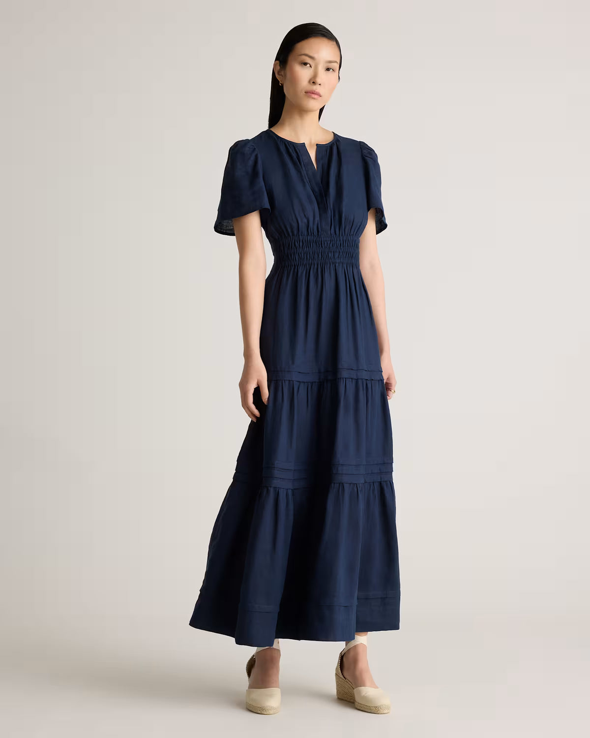 100% European Linen Tiered Maxi Dress - US 1531