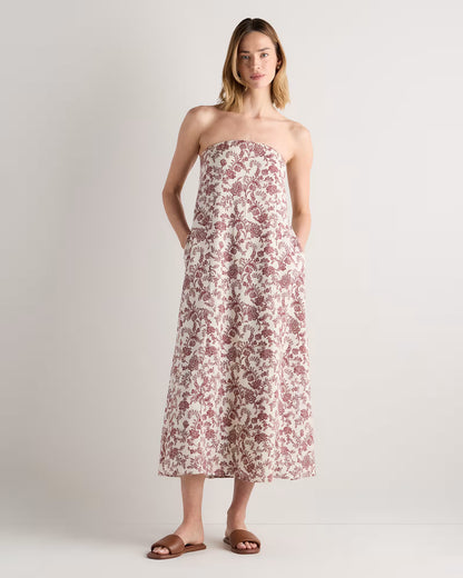 100% European Linen Strapless Maxi Dress - US 8365
