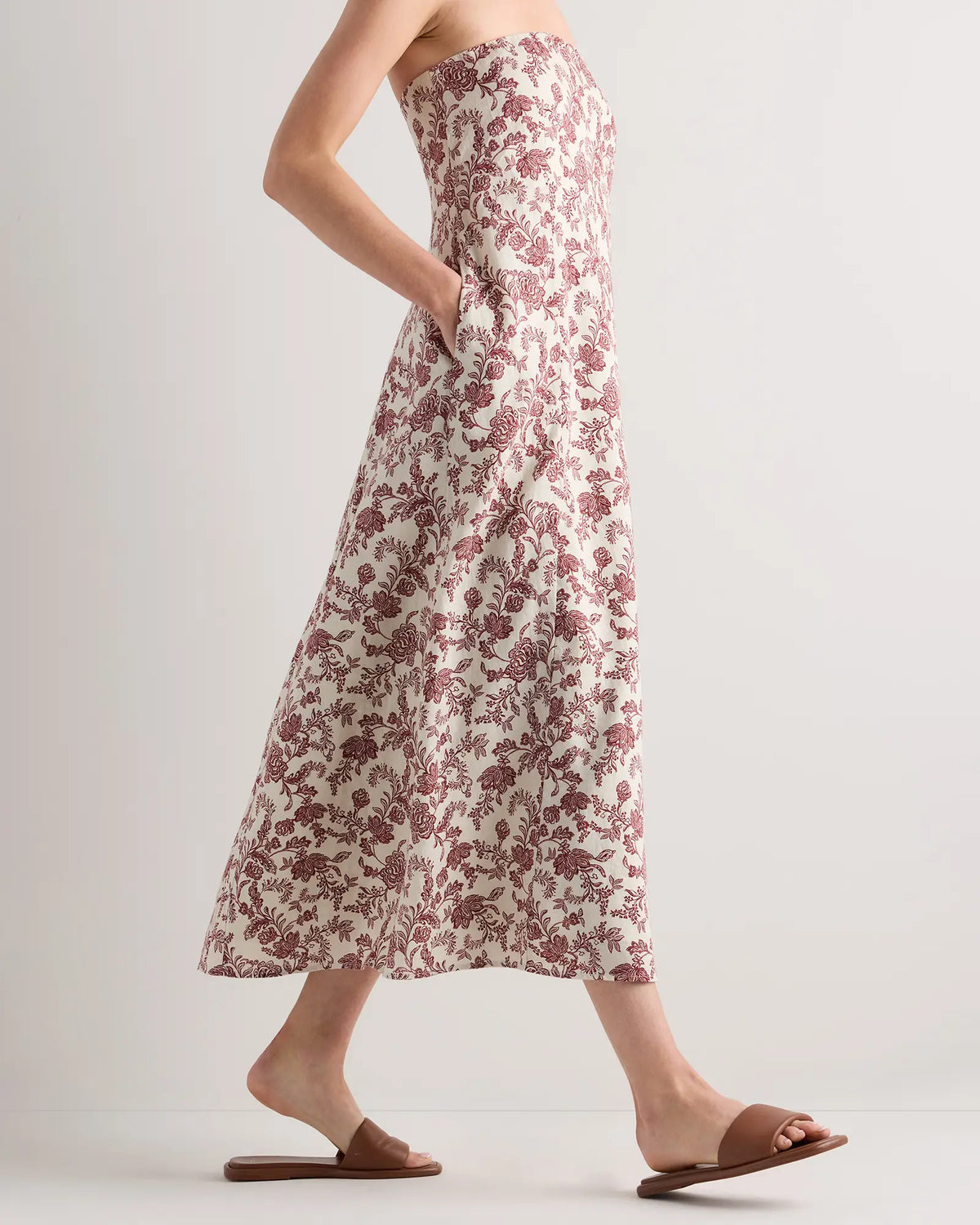 100% European Linen Strapless Maxi Dress - US 8365
