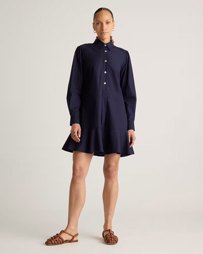 100% Organic Cotton Poplin Drop Waist Shirt Dress - US 2913