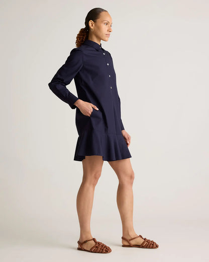 100% Organic Cotton Poplin Drop Waist Shirt Dress - US 2913