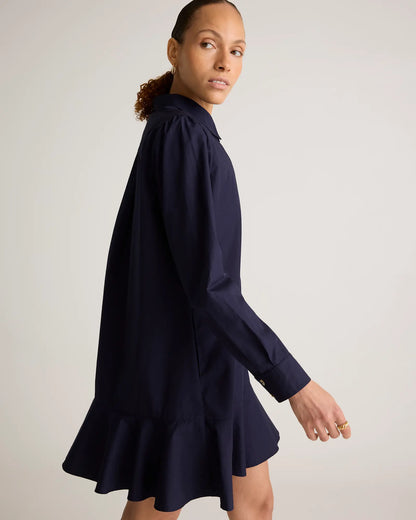 100% Organic Cotton Poplin Drop Waist Shirt Dress - US 2913