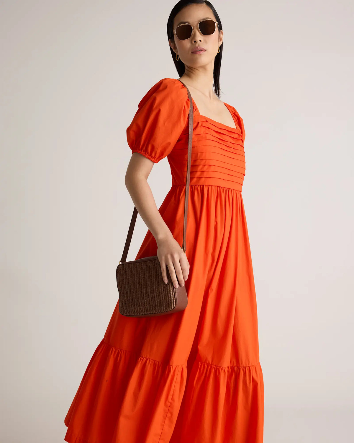 100% Organic Cotton Ruched Midi Dress - US 3136