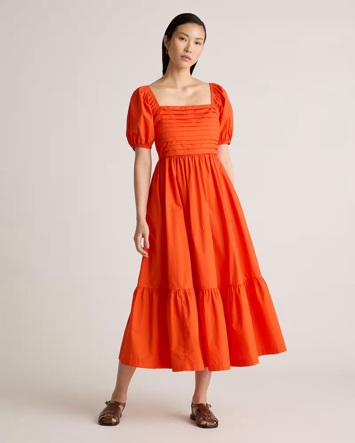 100% Organic Cotton Ruched Midi Dress - US 3136