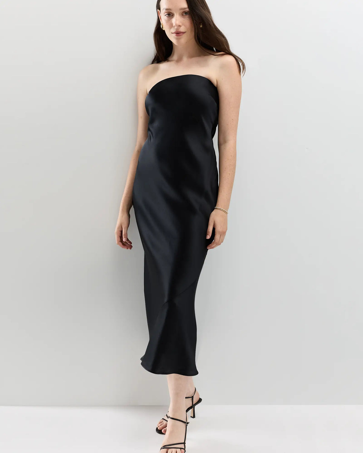 100% Washable Silk Strapless Midi Dress - US 0941