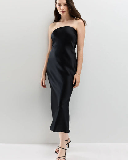 100% Washable Silk Strapless Midi Dress - US 0941