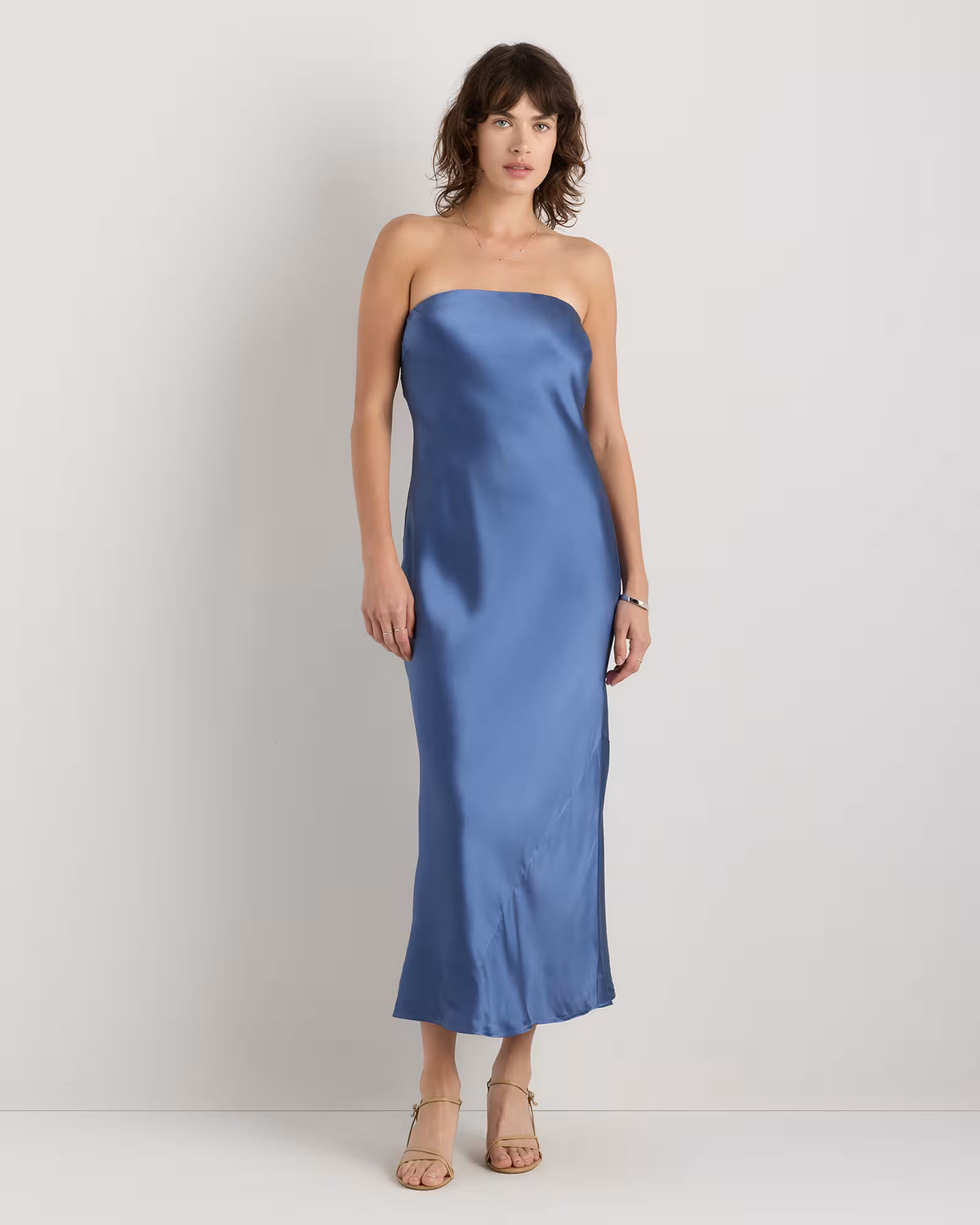 100% Washable Silk Strapless Midi Dress - US 0460
