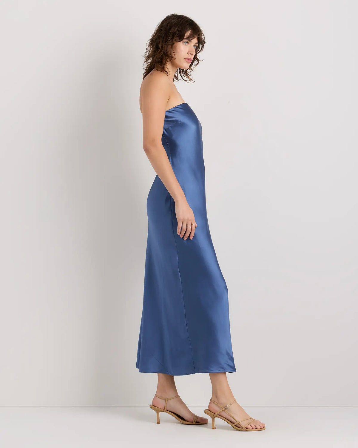100% Washable Silk Strapless Midi Dress - US 0460