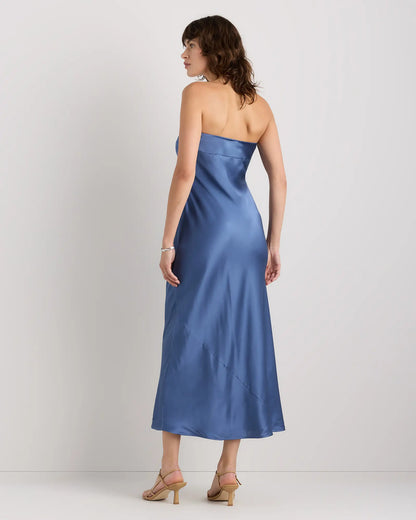 100% Washable Silk Strapless Midi Dress - US 0460