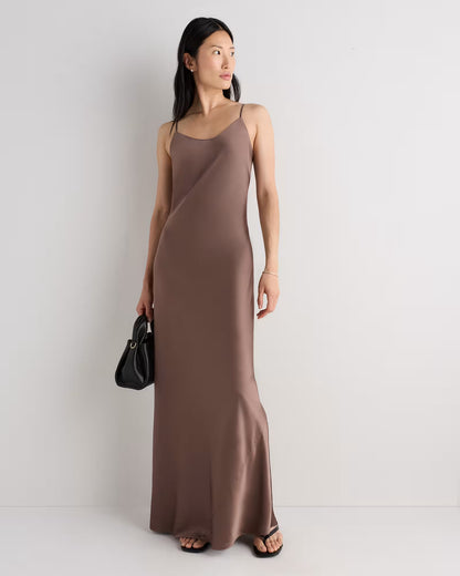 100% Washable Silk Maxi Slip Dress - US 5696
