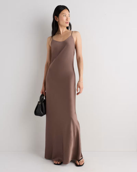100% Washable Silk Maxi Slip Dress - US 5696