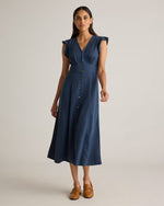 Vintage Wash Tencel Button Front Midi Dress - US 6609