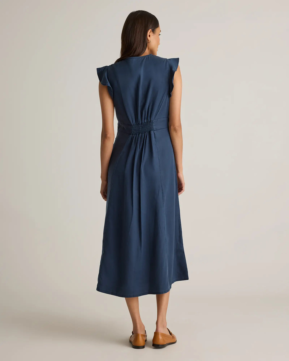Vintage Wash Tencel Button Front Midi Dress - US 6609