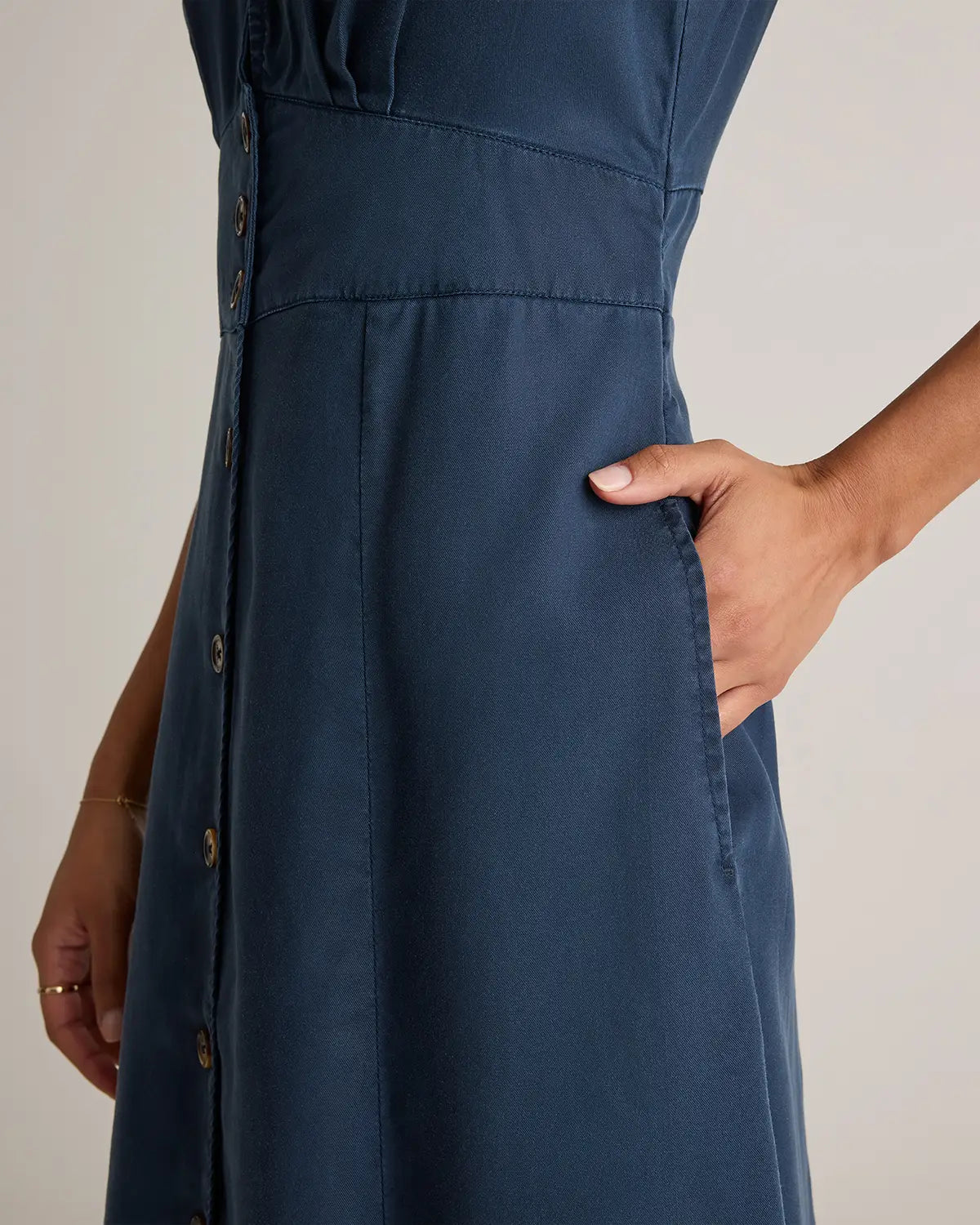 Vintage Wash Tencel Button Front Midi Dress - US 6609