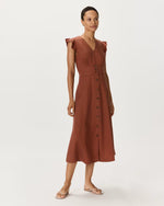 Vintage Wash Tencel Button Front Midi Dress - US 2296