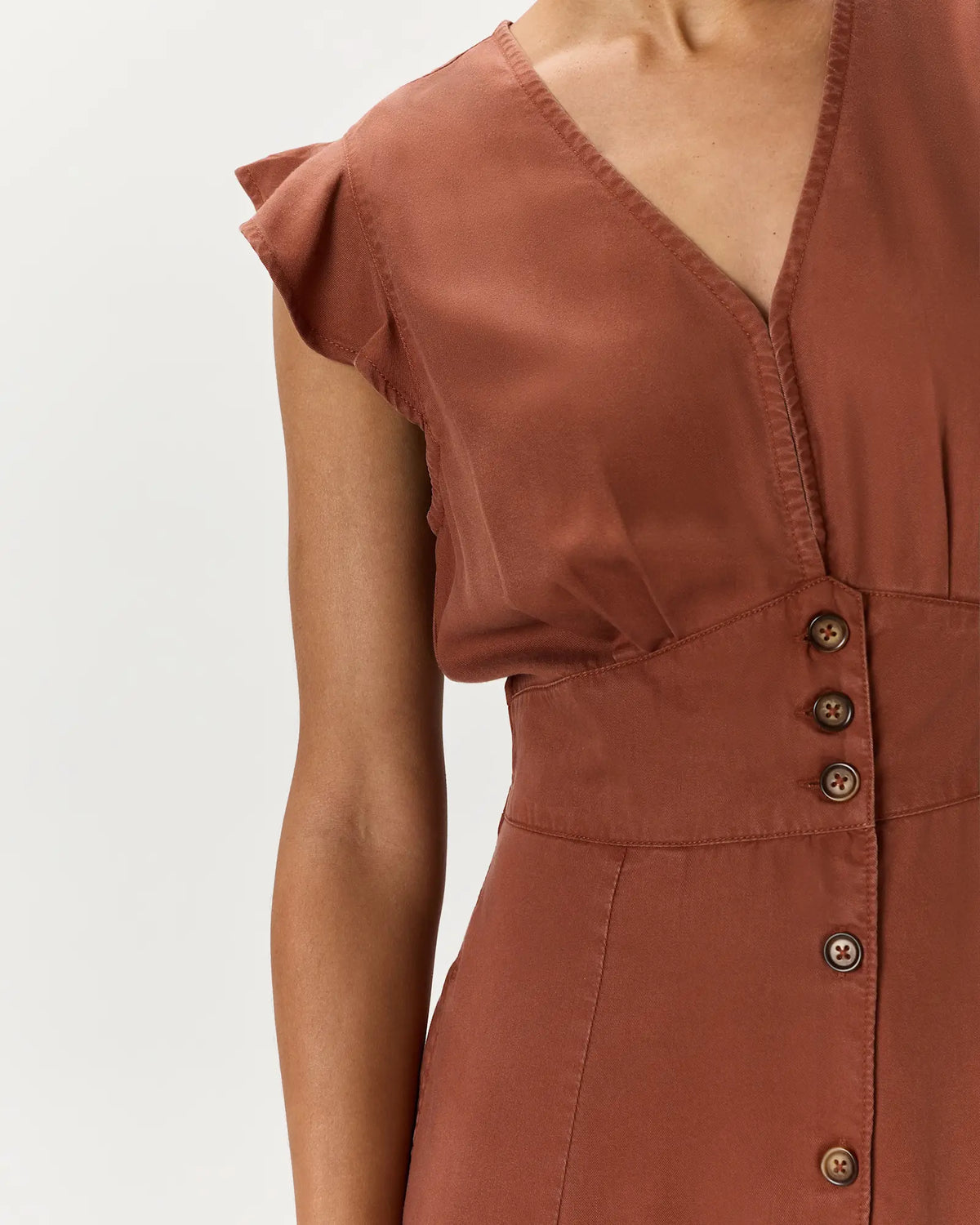 Vintage Wash Tencel Button Front Midi Dress - US 2296